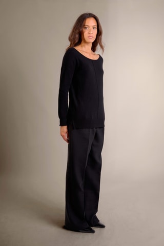 Jersey oversize Sasha 100 % cachemir, 2 hilos - Cuello barco. - Negro