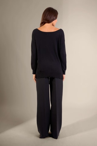 Jersey oversize Sasha 100 % cachemir, 2 hilos - Cuello barco. - Negro