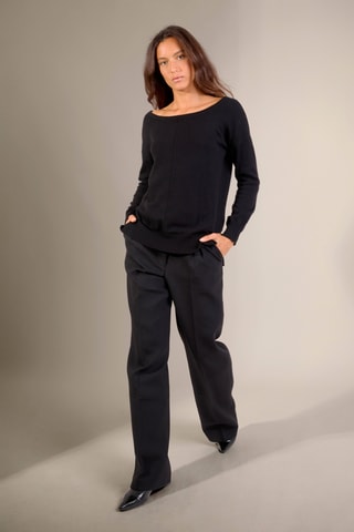 Jersey oversize Sasha 100 % cachemir, 2 hilos - Cuello barco. - Negro