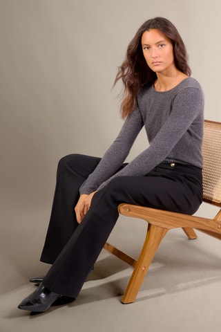 Jersey slim fit Oprah 100 % cachemir, 2 hilos - Cuello redondo. - Antracita