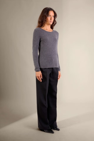 Jersey slim fit Oprah 100 % cachemir, 2 hilos - Cuello redondo. - Antracita