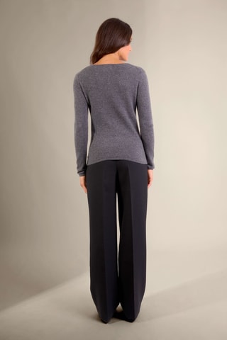 Jersey slim fit Oprah 100 % cachemir, 2 hilos - Cuello redondo. - Antracita