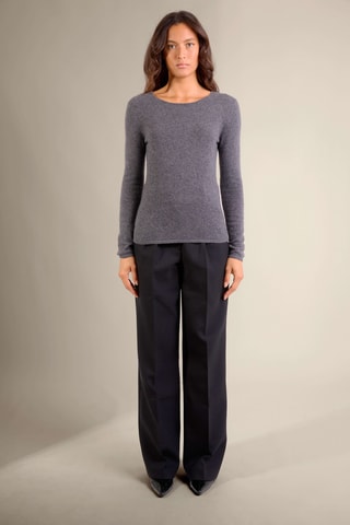 Jersey slim fit Oprah 100 % cachemir, 2 hilos - Cuello redondo. - Antracita