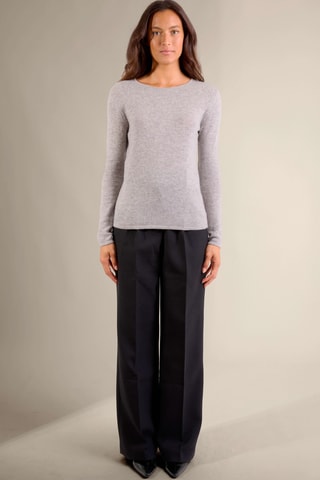 Jersey slim fit Oprah 100 % cachemir, 2 hilos - Cuello redondo. - Gris claro