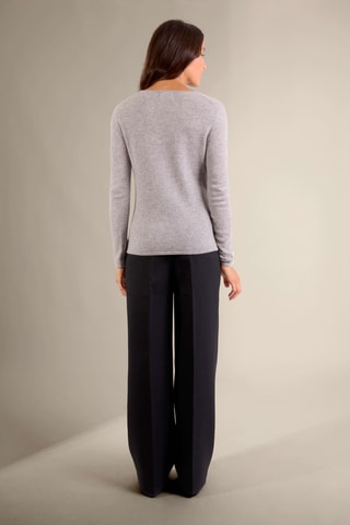 Jersey slim fit Oprah 100 % cachemir, 2 hilos - Cuello redondo. - Gris claro