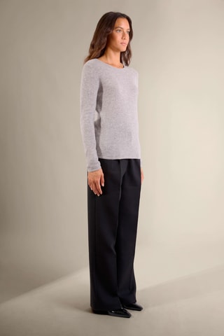 Jersey slim fit Oprah 100 % cachemir, 2 hilos - Cuello redondo. - Gris claro