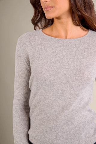 Jersey slim fit Oprah 100 % cachemir, 2 hilos - Cuello redondo. - Gris claro