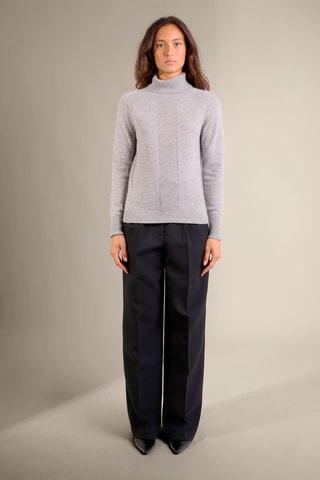 Jersey loose Florivien 100 % cachemir, 2 hilos - Jersey de cuello vuelto - Gris claro