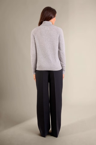 Jersey loose Florivien 100 % cachemir, 2 hilos - Jersey de cuello vuelto - Gris claro