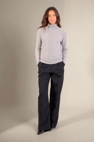Jersey loose Florivien 100 % cachemir, 2 hilos - Jersey de cuello vuelto - Gris claro