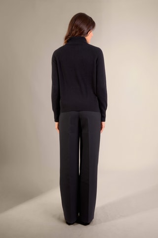 Jersey loose Florivien 100 % cachemir, 2 hilos - Jersey de cuello vuelto - Negro