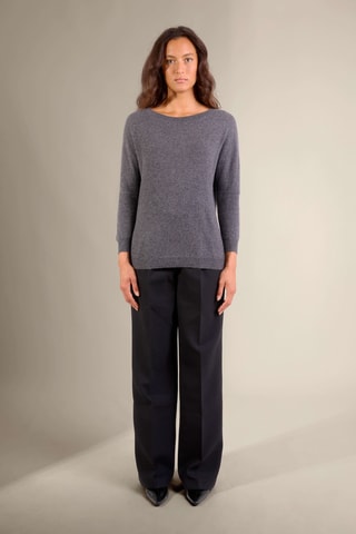 Jersey Molly 100 % cachemir, 2 hilos - Cuello redondo - Antracita