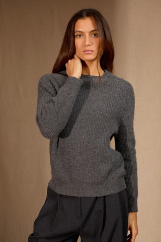 Jersey Océane 100 % cachemir, 4 hilos - Cuello redondo, 270 gr - Antracita