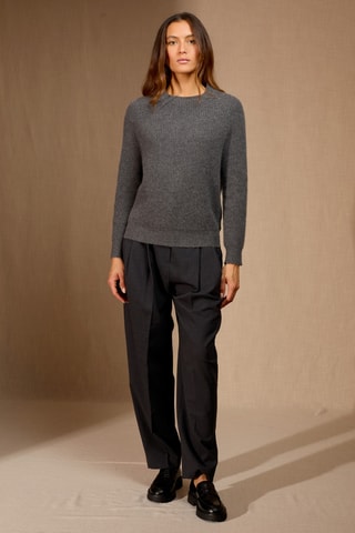 Jersey Océane 100 % cachemir, 4 hilos - Cuello redondo, 270 gr - Antracita