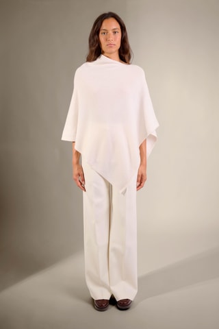 Poncho loose Georgia 100 % cachemir, 4 hilos - Cuello barco, 241 gr - Crudo