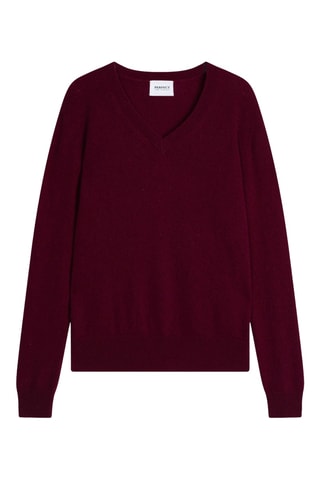 Jersey loose Kalie 100 % cachemir, 2 hilos - Cuello de pico. - Burdeos