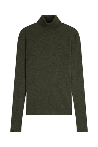 Jersey loose Ashley 100 % cachemir, 4 hilos - Cuello vuelto 241 gr - Caqui