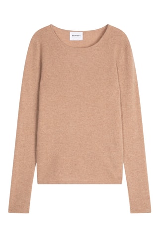 Jersey slim fit Oprah 100 % cachemir, 2 hilos - Cuello redondo. - Camel
