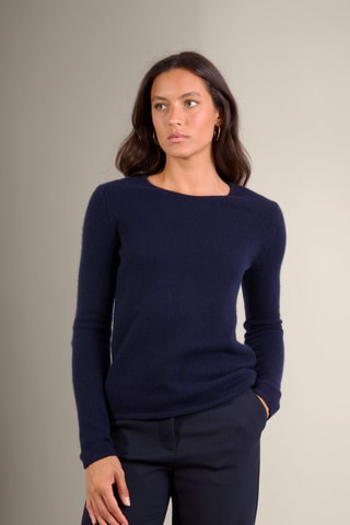 Jersey slim fit Marya 100 % cachemir, 4 hilos - Cuello redondo. - Azul marino