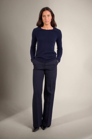 Jersey slim fit Marya 100 % cachemir, 4 hilos - Cuello redondo. - Azul marino