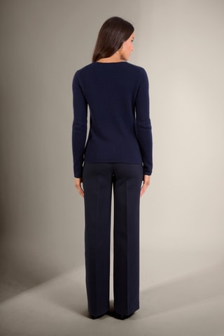 Jersey slim fit Marya 100 % cachemir, 4 hilos - Cuello redondo. - Azul marino