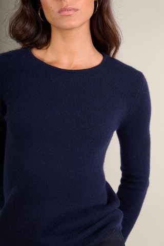 Jersey slim fit Marya 100 % cachemir, 4 hilos - Cuello redondo. - Azul marino