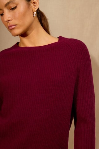 Jersey Océane 100 % cachemir, 4 hilos - Cuello redondo, 270 gr - Burdeos