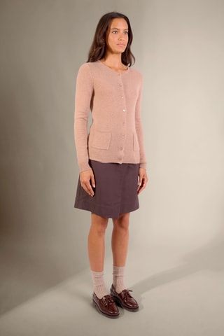 Cárdigan slim fit Amy 100 % cachemir, 2 hilos - Cuello redondo. - Camel