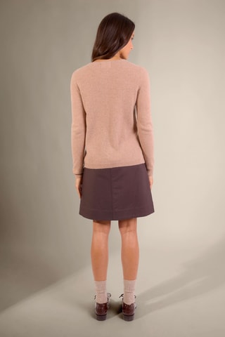 Cárdigan slim fit Amy 100 % cachemir, 2 hilos - Cuello redondo. - Camel