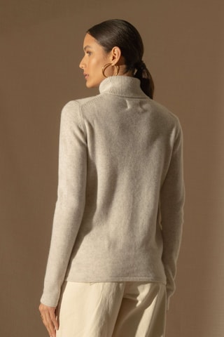 Jersey slim fit Willow 100 % cachemir, 4 hilos - Cuello vuelto - 268 gr - Gris