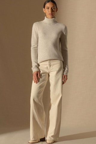 Jersey slim fit Willow 100 % cachemir, 4 hilos - Cuello vuelto - 268 gr - Gris