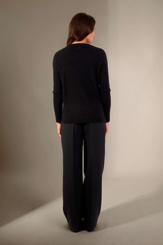 Jersey Amvira 100 % cachemir, 2 hilos - Cuello redondo. - Negro