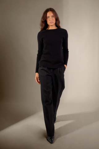 Jersey Amvira 100 % cachemir, 2 hilos - Cuello redondo. - Negro