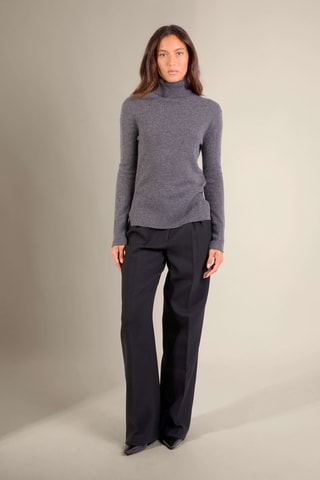 Jersey Tracy 100 % cachemir, 2 hilos - Jersey de cuello vuelto - Antracita