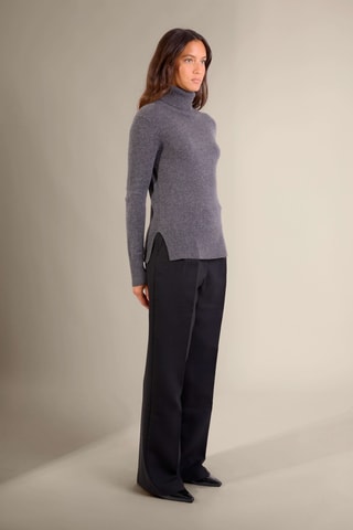 Jersey Tracy 100 % cachemir, 2 hilos - Jersey de cuello vuelto - Antracita