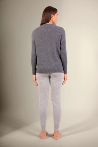 Jersey loose Amvira 100 % cachemir, 2 hilos - Cuello redondo. - Antracita