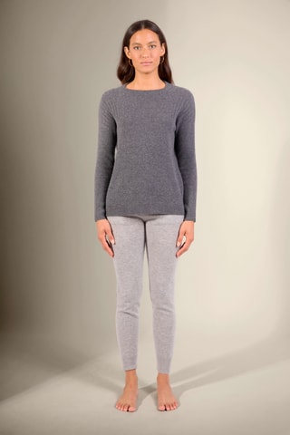 Jersey loose Amvira 100 % cachemir, 2 hilos - Cuello redondo. - Antracita