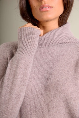 Jersey loose Florivien 100 % cachemir, 2 hilos - Jersey de cuello vuelto - Marrón claro