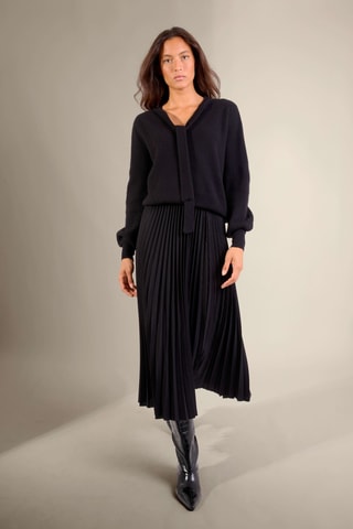 Jersey Ruba 100 % cachemir, 2 hilos - Cuello chalina, 236 gr - Negro