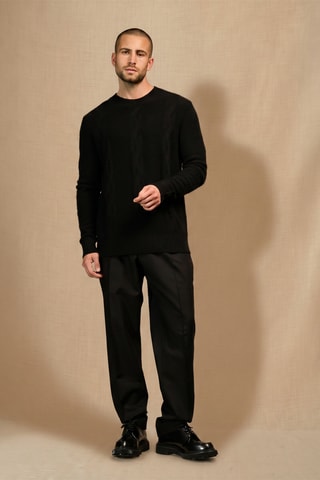 Jersey Temba 100 % cachemir, 4 hilos - Cuello redondo, 294 gr - Negro