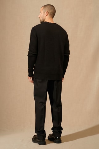 Jersey Temba 100 % cachemir, 4 hilos - Cuello redondo, 294 gr - Negro