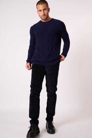 Jersey loose Temba 100 % cachemir, 4 hilos - Cuello redondo, 293 gr - Azul marino