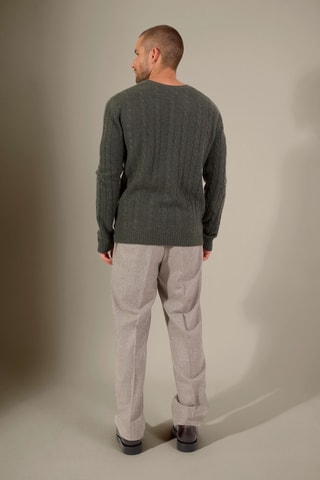 Jersey Lunario 100 % cachemir, 4 hilos - Cuello redondo, 286 gr - Caqui