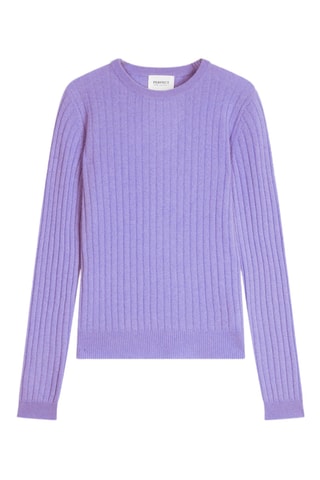 Jersey Kylie 100 % cachemir, 2 hilos - Cuello redondo - Violeta