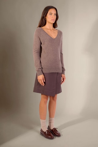 Jersey loose Penelope 100 % cachemir, 2 hilos - Cuello de pico. - Topo