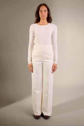 Jersey regular fit Wilma 100 % cachemir, 2 hilos - Cuello redondo. - Crudo