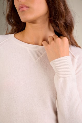 Jersey regular fit Wilma 100 % cachemir, 2 hilos - Cuello redondo. - Crudo