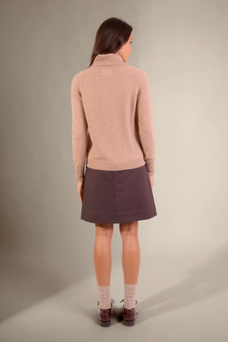 Jersey loose Florivien 100 % cachemir, 2 hilos - Jersey de cuello vuelto - Camel