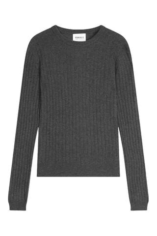 Jersey regular fit Kylie 100 % cachemir, 2 hilos - Cuello redondo. - Antracita