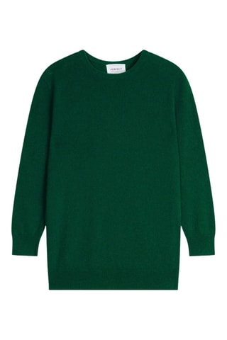 Jersey regular fit Vanessa 100 % cachemir, 2 hilos - Cuello redondo. - Verde oscuro